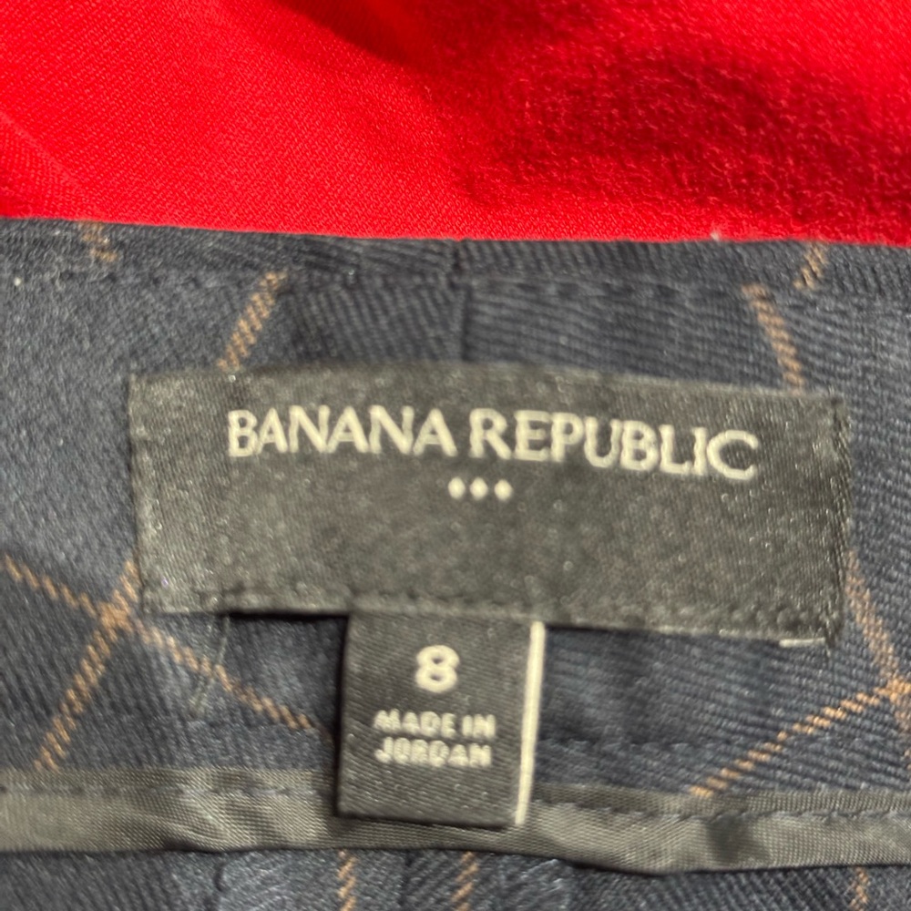 Banana Republic navy windowpane crop pants